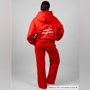 COMFRT Brand New Love Collection Matching Hoodie Sweatpants Set Medium Crimson